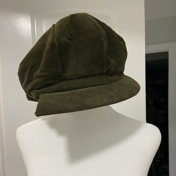 Olive Corduroy Newsboy Cap - Picture 1 of 3